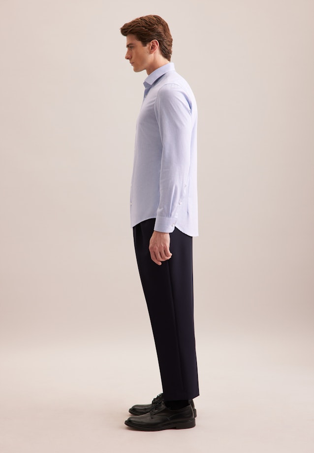 X-Slim Flanellhemd Uni in Mittelblau |  Seidensticker Onlineshop