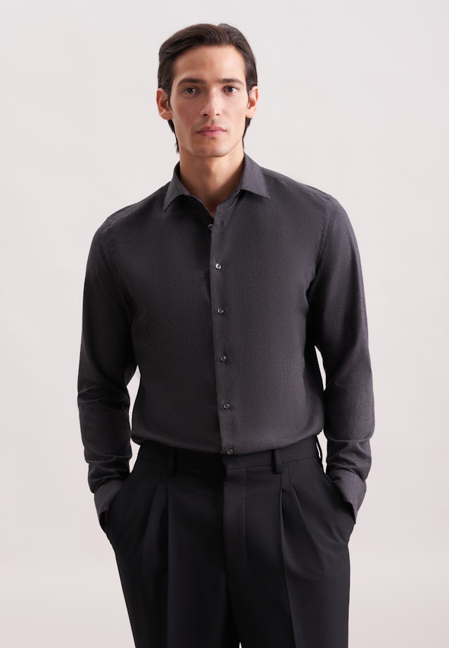 X-Slim Flanellhemd Uni in Grau |  Seidensticker Onlineshop