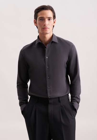 X-Slim Chemise en flanelle Uni in Gris |  Seidensticker Onlineshop