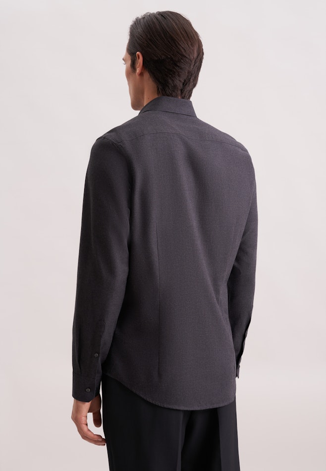 X-Slim Flanellhemd Uni in Grau | Seidensticker Onlineshop