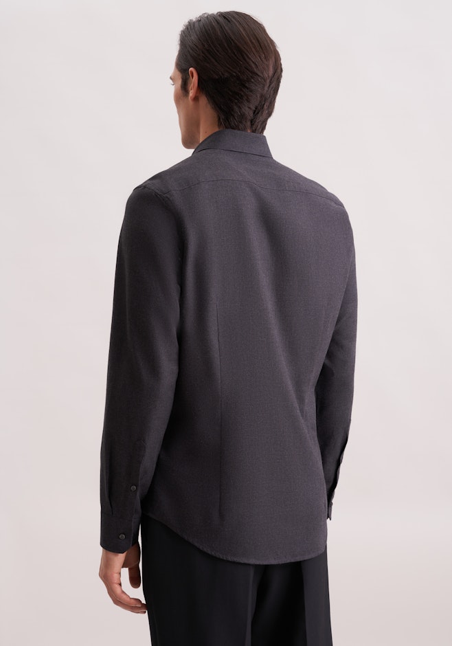 X-Slim Chemise en flanelle Uni dans Gris | Boutique en ligne Seidensticker