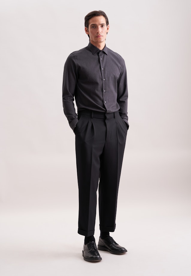 X-Slim Flanellhemd Uni in Grau |  Seidensticker Onlineshop