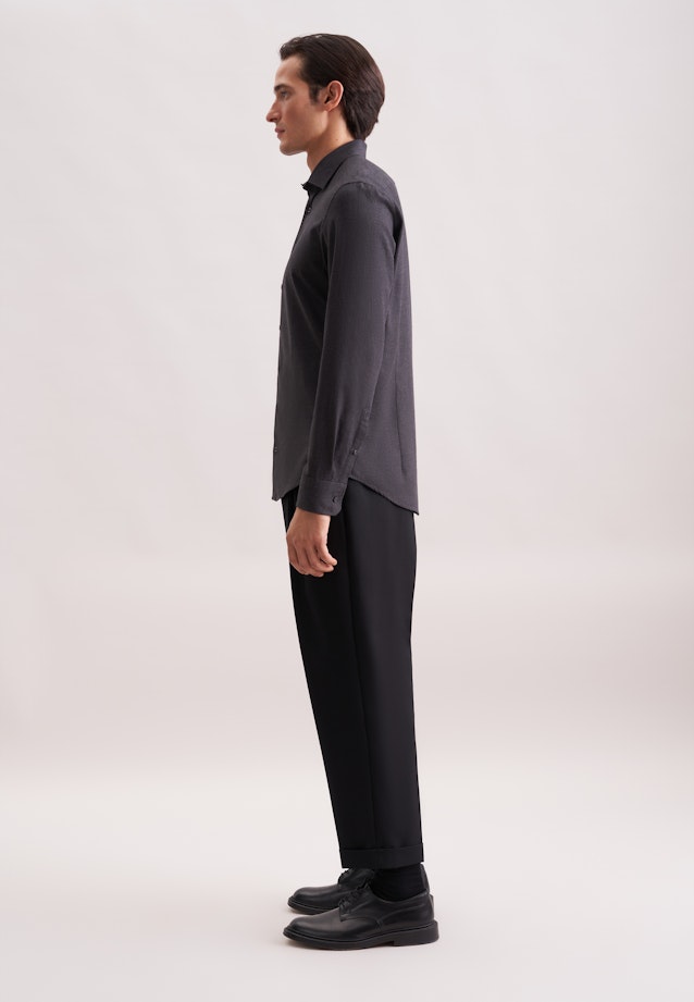 X-Slim Flanellhemd Uni in Grau |  Seidensticker Onlineshop