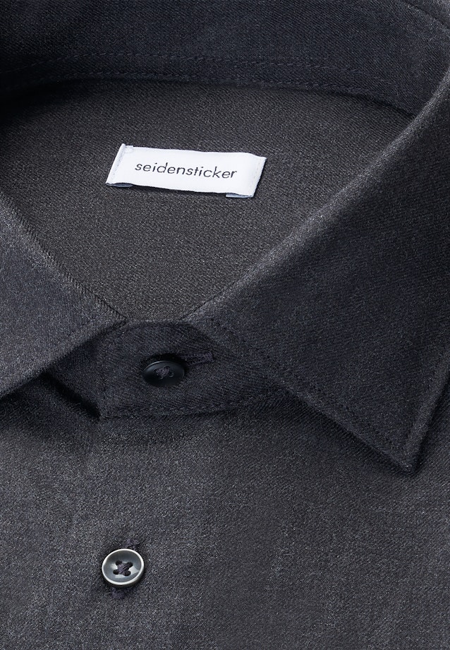 X-Slim Flanellhemd Uni in Grau |  Seidensticker Onlineshop