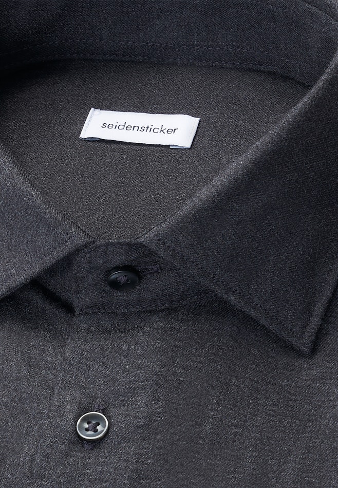 X-Slim Flanellhemd Uni in Grau | Seidensticker Onlineshop