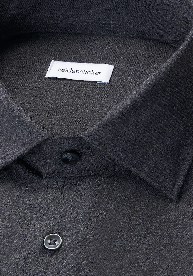 X-Slim Chemise en flanelle Uni dans Gris | Boutique en ligne Seidensticker