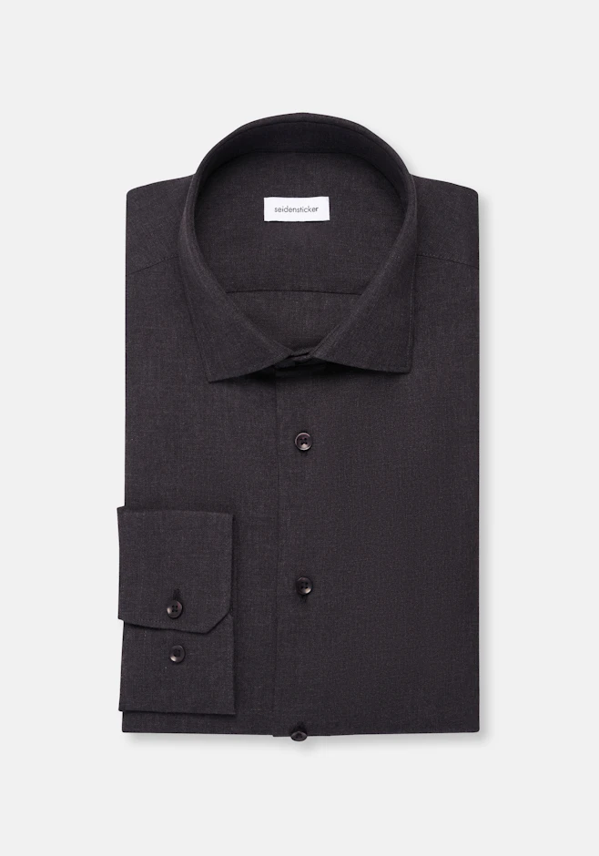 X-Slim Chemise en flanelle Uni dans Gris | Boutique en ligne Seidensticker