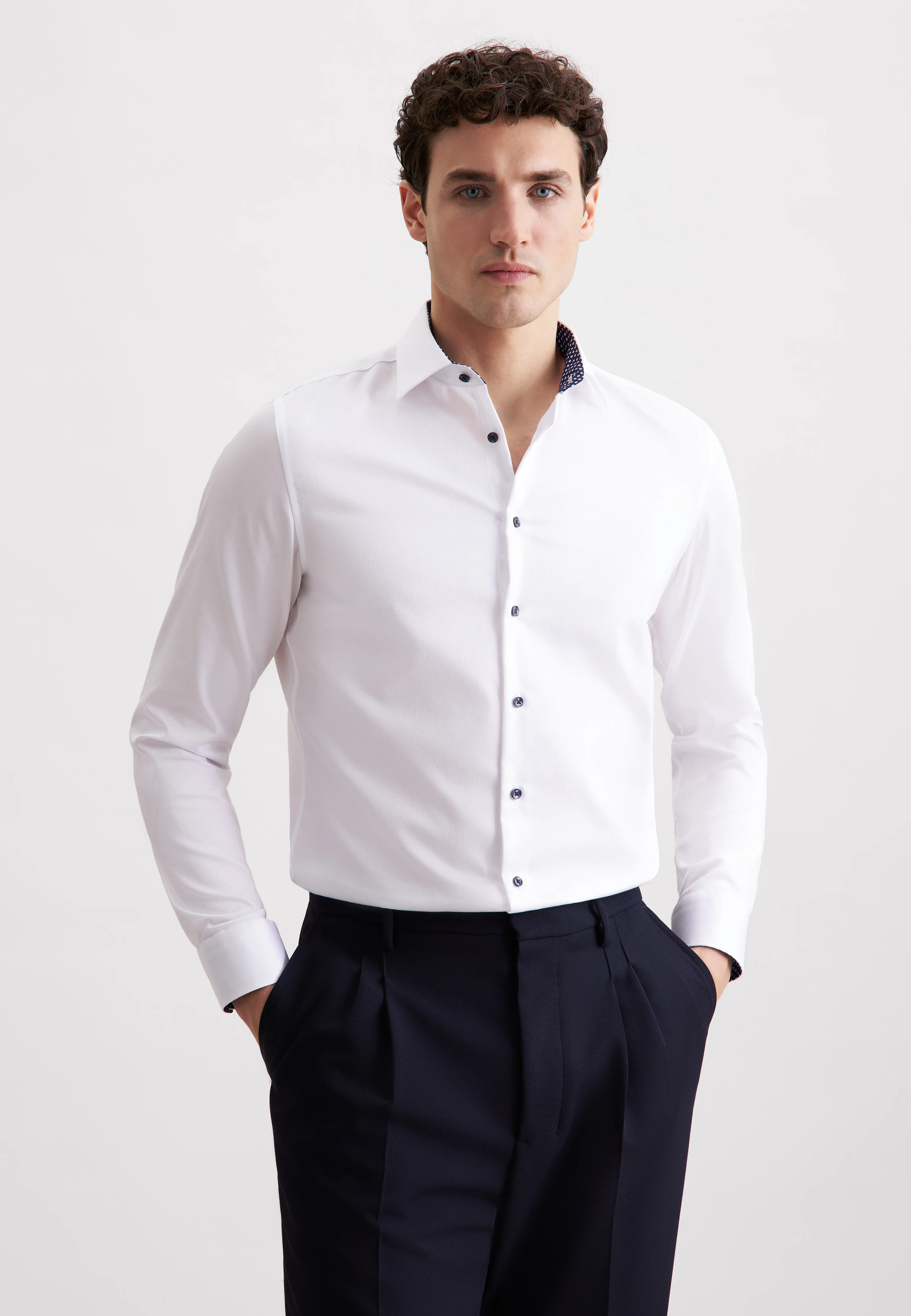 Slim Business Hemd Uni Weiß