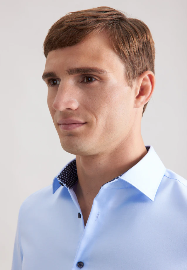 Slim Business shirt Uni in Mittelblau |  Seidensticker Onlineshop