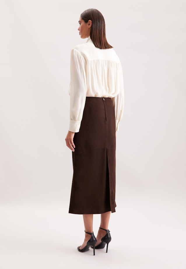 Wildlederrock mit Teilungsnähten in Midi- Länge in Braun |  Seidensticker Onlineshop