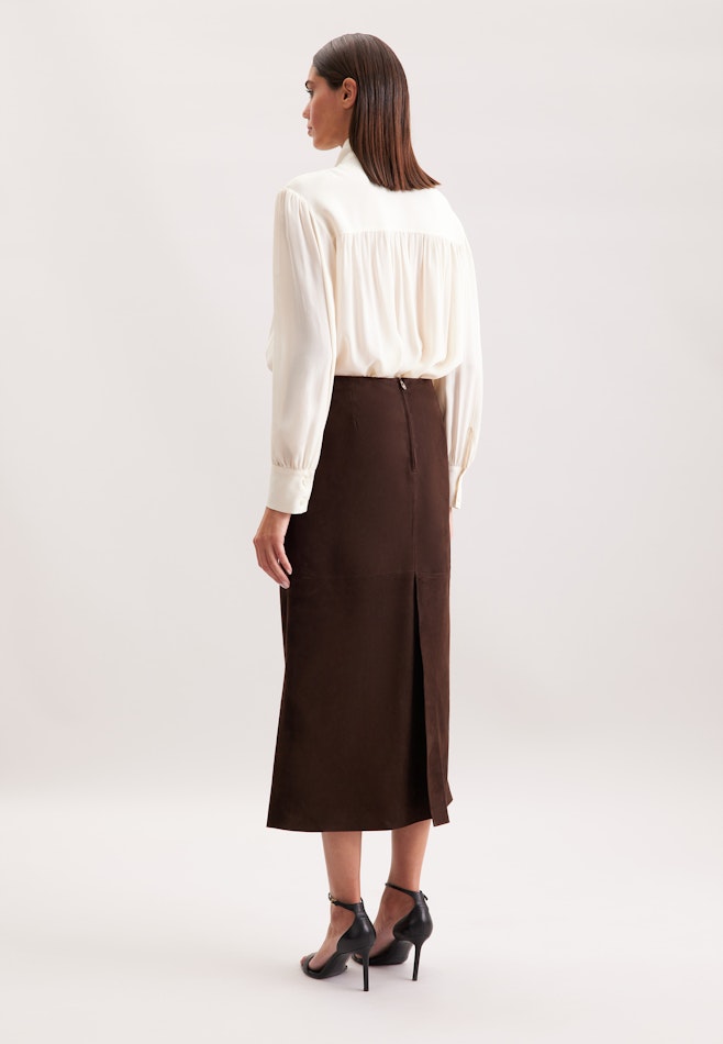 Wildlederrock mit Teilungsnähten in Midi- Länge in Braun | Seidensticker Onlineshop