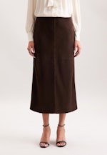 Wildlederrock mit Teilungsnähten in Midi- Länge in Braun |  Seidensticker Onlineshop