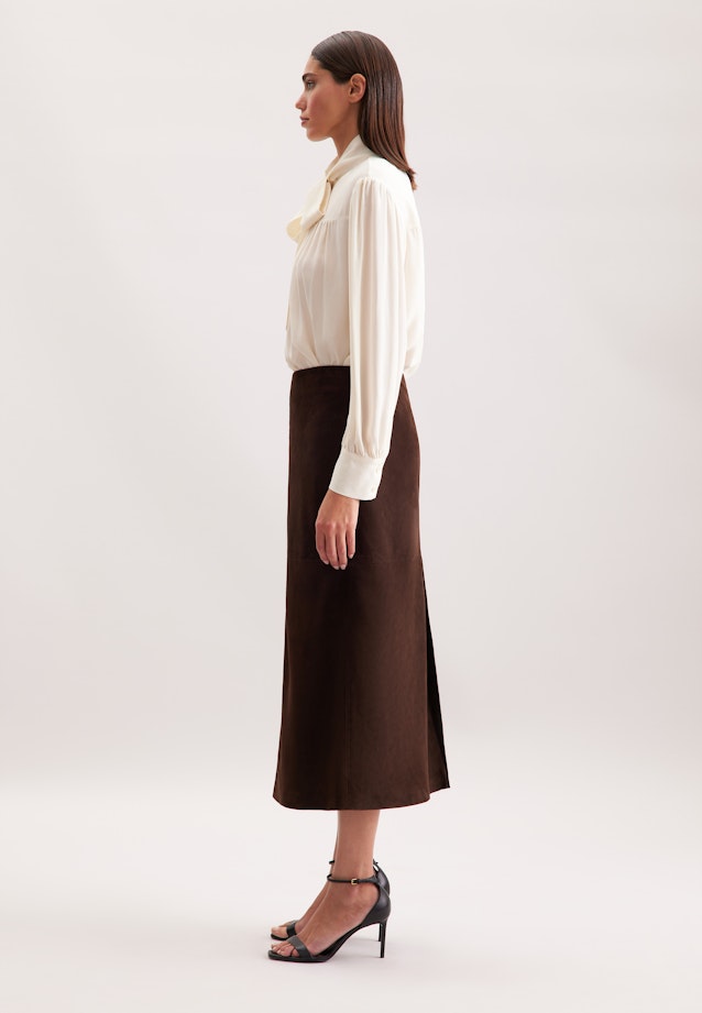 Wildlederrock mit Teilungsnähten in Midi- Länge in Braun |  Seidensticker Onlineshop