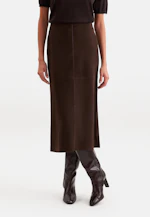 Suede skirt with dividing seams in midi length in Braun |  Seidensticker Onlineshop