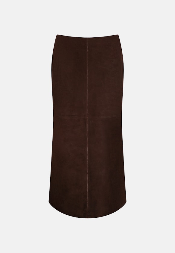 Wildlederrock mit Teilungsnähten in Midi- Länge in Braun |  Seidensticker Onlineshop