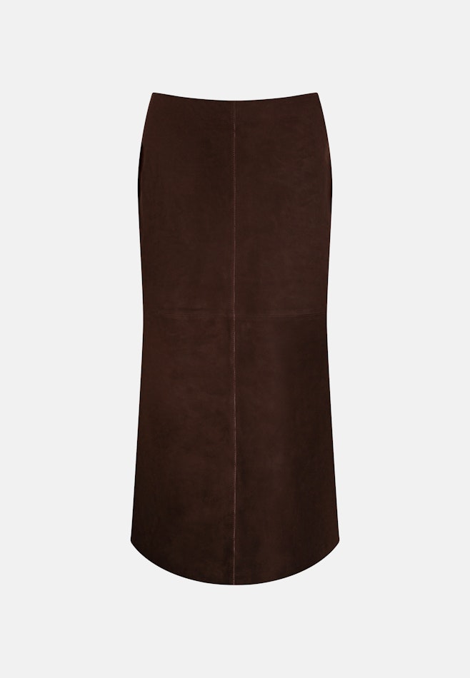 Wildlederrock mit Teilungsnähten in Midi- Länge in Braun | Seidensticker online shop