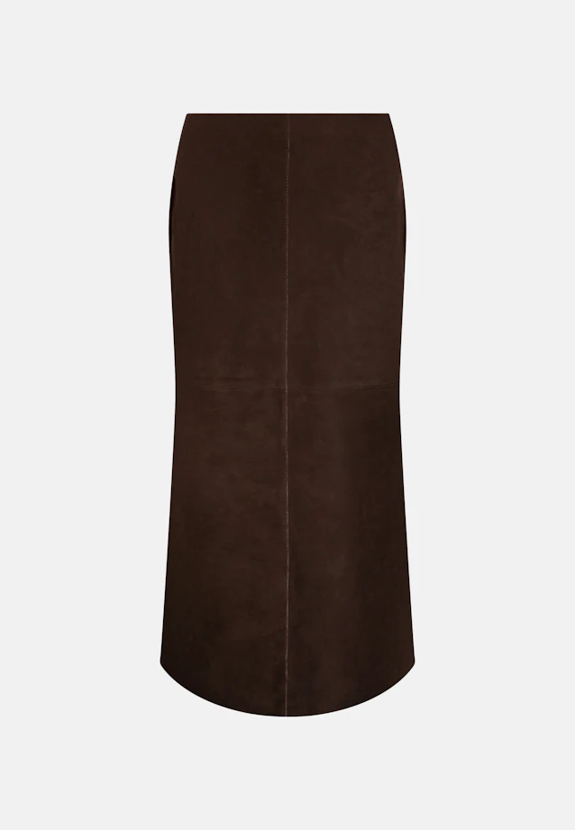 Suede skirt with dividing seams in midi length in Braun |  Seidensticker Onlineshop