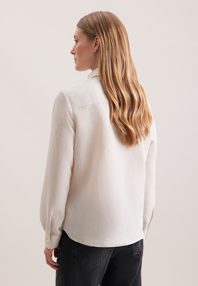 Gestreifte Hemdbluse aus Viskose mit abnehmbarer Schluppe in Weiß | Seidensticker Onlineshop