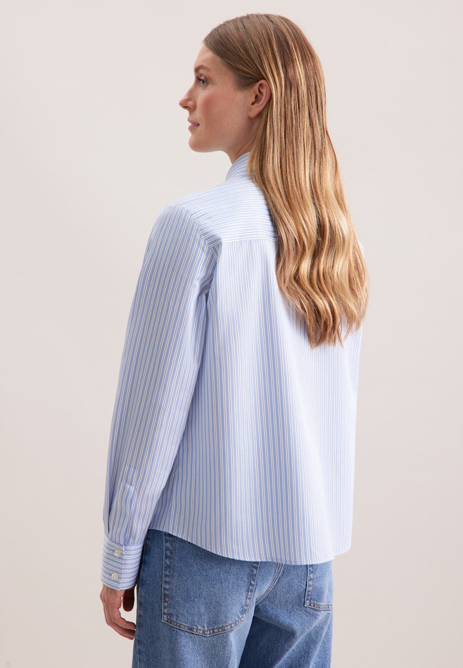 Getreifte Hemdbluse aus Baumwolltwill in Hellblau | Seidensticker Onlineshop