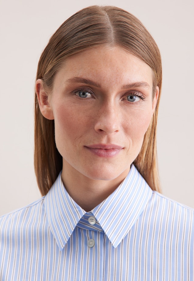 Getreifte Hemdbluse aus Baumwolltwill in Hellblau |  Seidensticker Onlineshop