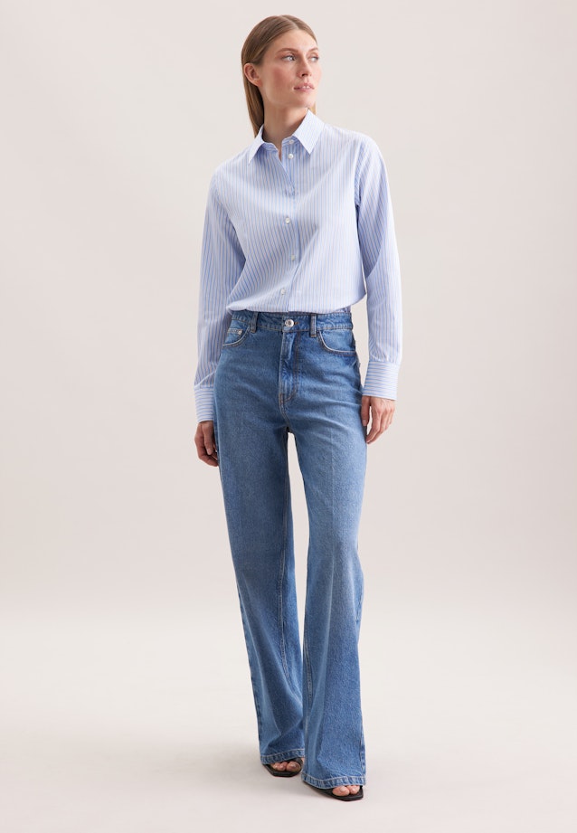 Getreifte Hemdbluse aus Baumwolltwill in Hellblau |  Seidensticker Onlineshop