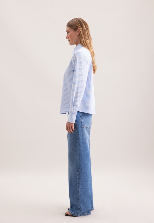 Getreifte Hemdbluse aus Baumwolltwill in Hellblau |  Seidensticker Onlineshop