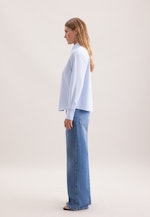 Getreifte Hemdbluse aus Baumwolltwill in Hellblau |  Seidensticker Onlineshop
