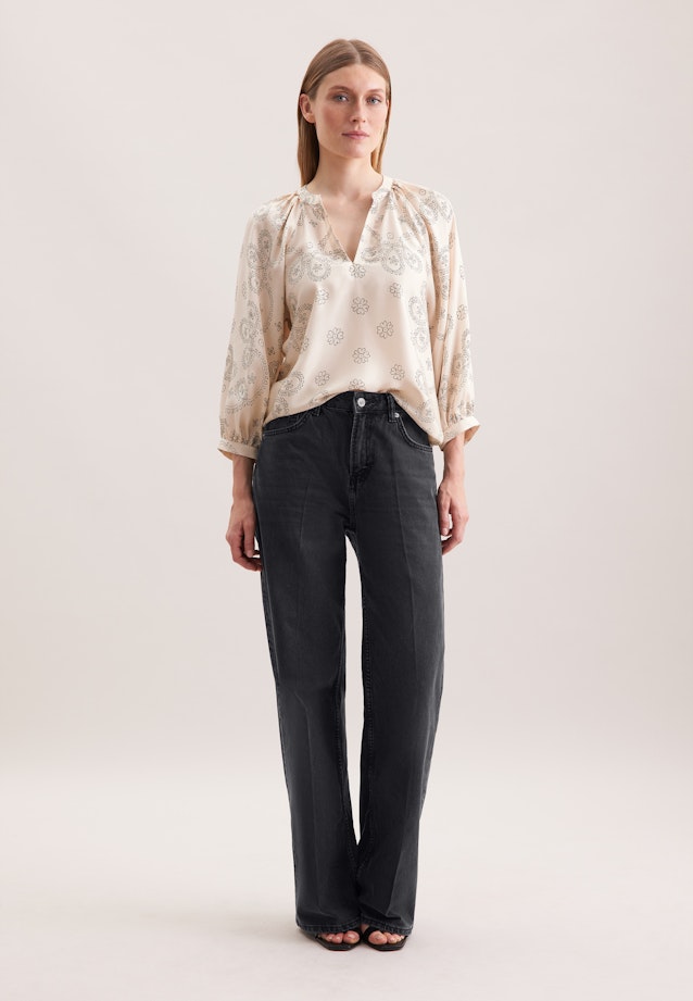 Shirtbluse mit Bandana- Print aus Viskosesatin in Ecru |  Seidensticker Onlineshop