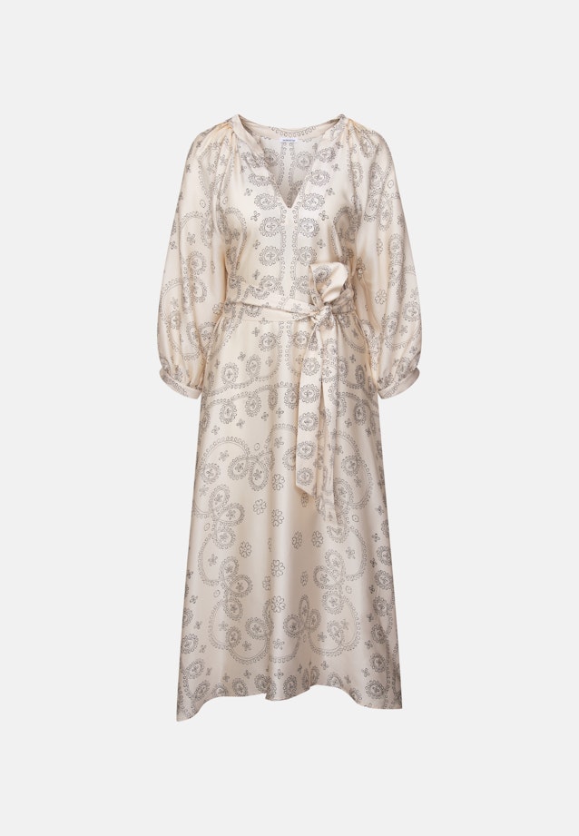 Blusenkleid mit Bandana- Print aus Viskosesatin in Ecru |  Seidensticker Onlineshop