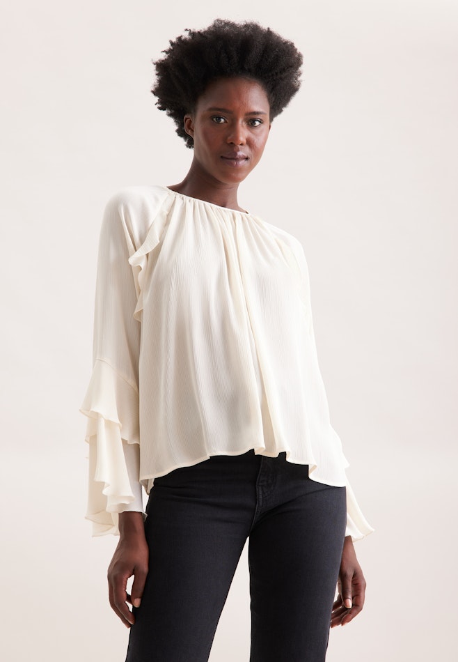 Raglanbluse mit Volants in Weiß | Seidensticker Onlineshop