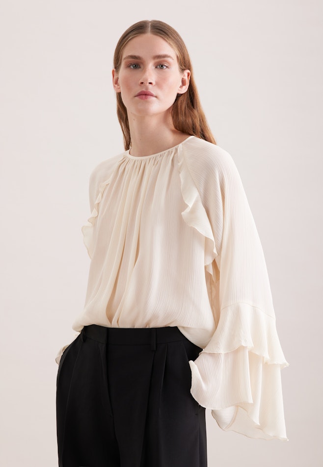 Blouse raglan à volants dans Blanc | Boutique en ligne Seidensticker