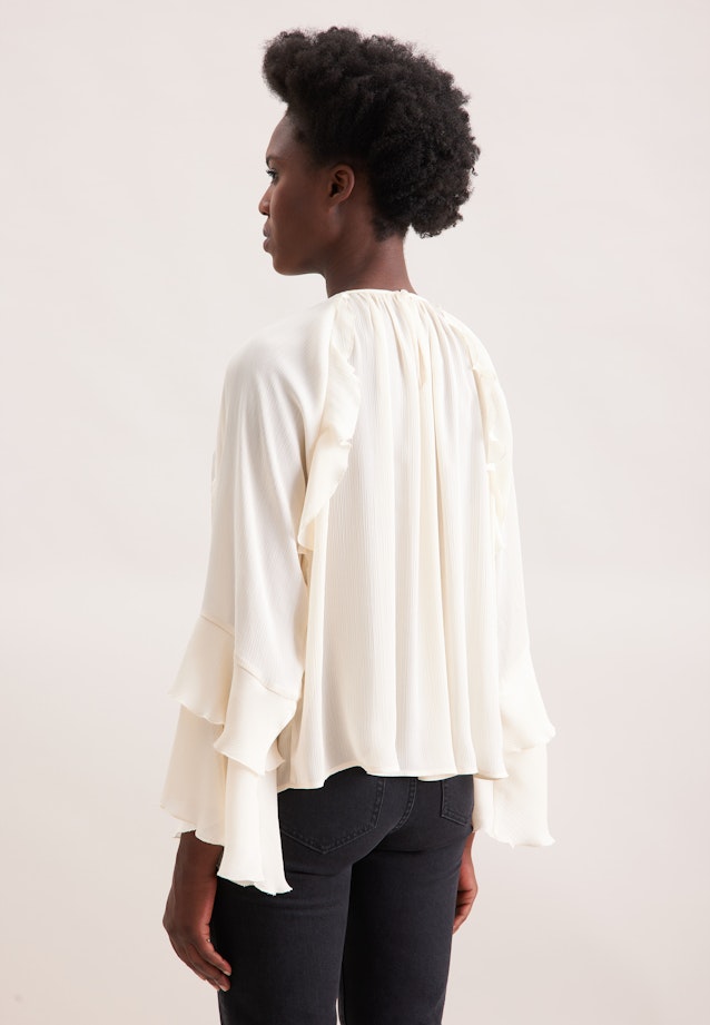 Raglanbluse mit Volants aus fließendem Crêpe in Weiß |  Seidensticker Onlineshop