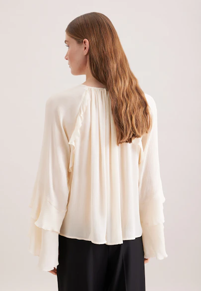 Raglanbluse mit Volants in Weiß |  Seidensticker Onlineshop