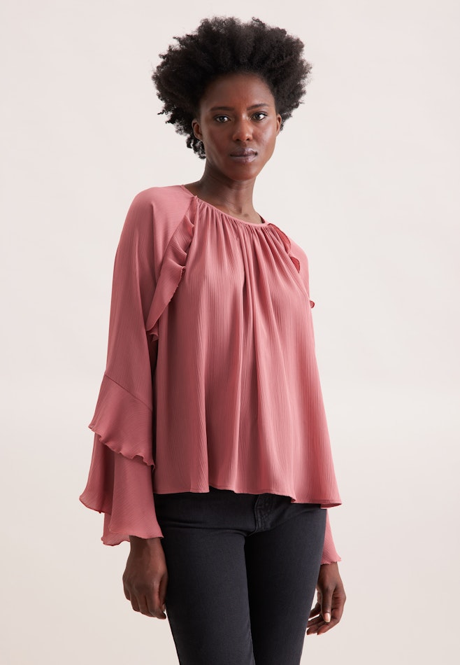 Raglanbluse mit Volants aus fließendem Crêpe in Rosa | Seidensticker Onlineshop