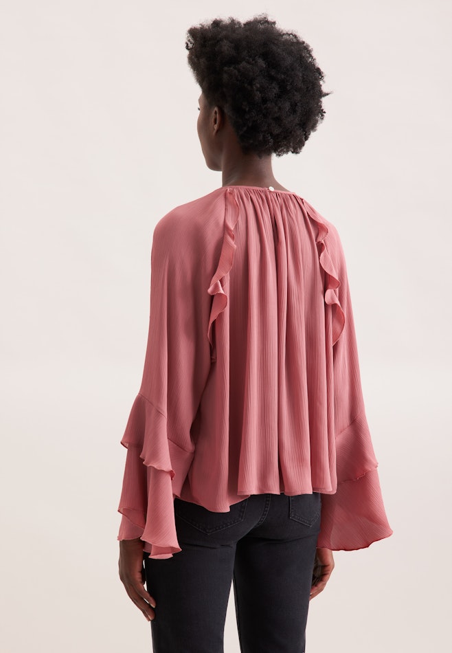 Raglanbluse mit Volants aus fließendem Crêpe in Rosa | Seidensticker Onlineshop