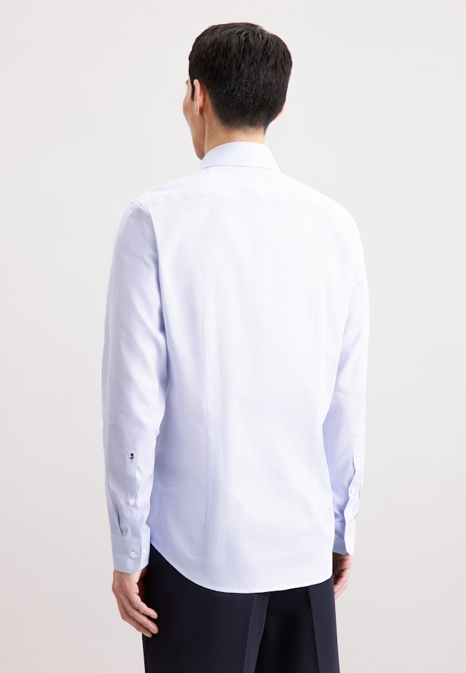 Slim Business Hemd Druck in Mittelblau | Seidensticker Onlineshop