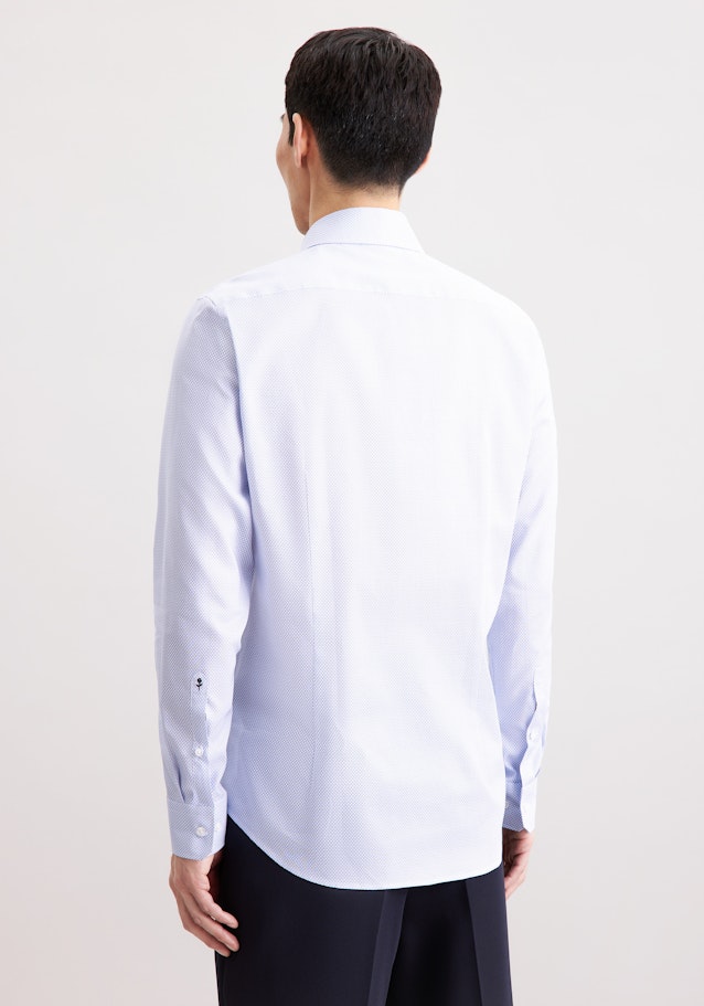 Slim Business Hemd Druck in Mittelblau | Seidensticker Onlineshop