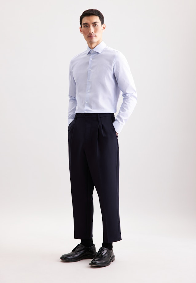 Slim Business Hemd Druck in Mittelblau |  Seidensticker Onlineshop
