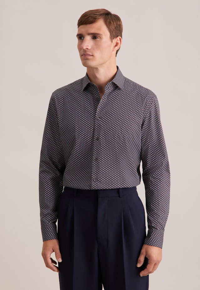 Slim Business Hemd Druck in Braun |  Seidensticker Onlineshop