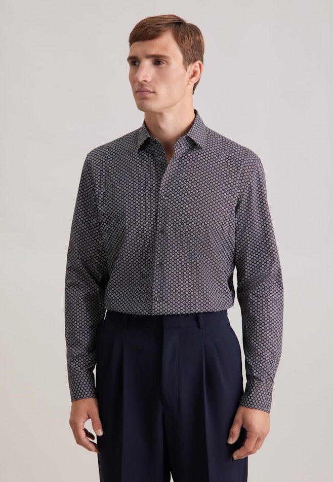 Slim Business Hemd Druck in Braun | Seidensticker Onlineshop