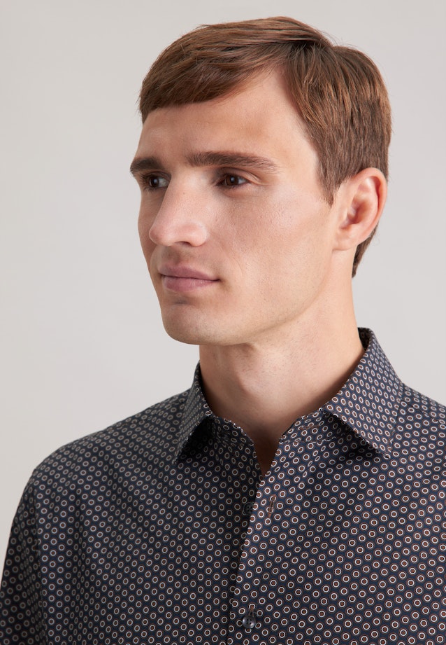 Slim Business Hemd Druck in Braun |  Seidensticker Onlineshop