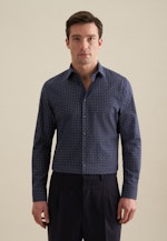 Shaped Flanellhemd Druck in Dunkelblau |  Seidensticker Onlineshop