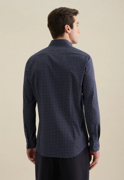 Shaped Flanellhemd Druck in Dunkelblau |  Seidensticker Onlineshop