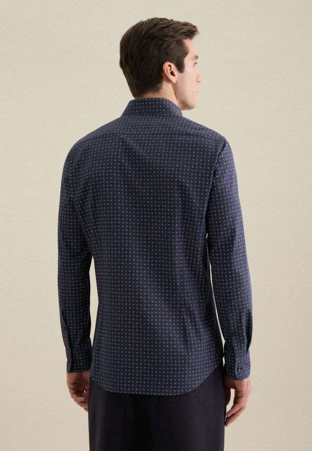 Shaped Flannel shirt Print in Dark Blue |  Seidensticker Onlineshop