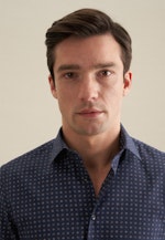 Shaped Flanellhemd Druck in Dunkelblau |  Seidensticker Onlineshop