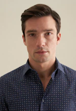 Shaped Flannel shirt Print in Dark Blue |  Seidensticker Onlineshop