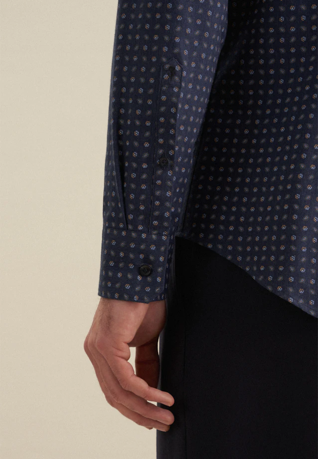 Shaped Flannel shirt Print in Dark Blue |  Seidensticker Onlineshop