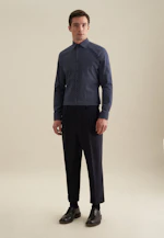 Shaped Flannel shirt Print in Dark Blue |  Seidensticker Onlineshop