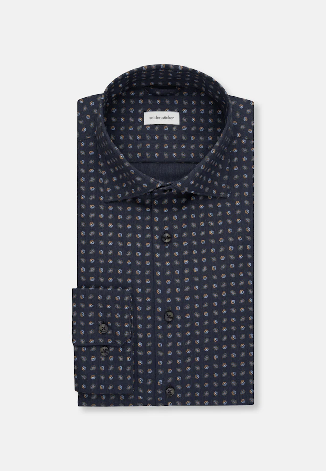 Shaped Flannel shirt Print in Dark Blue |  Seidensticker Onlineshop