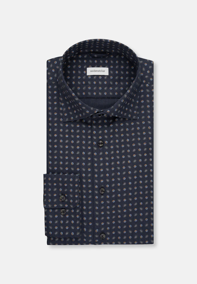 Shaped Flanellhemd Druck in Dunkelblau | Seidensticker Onlineshop